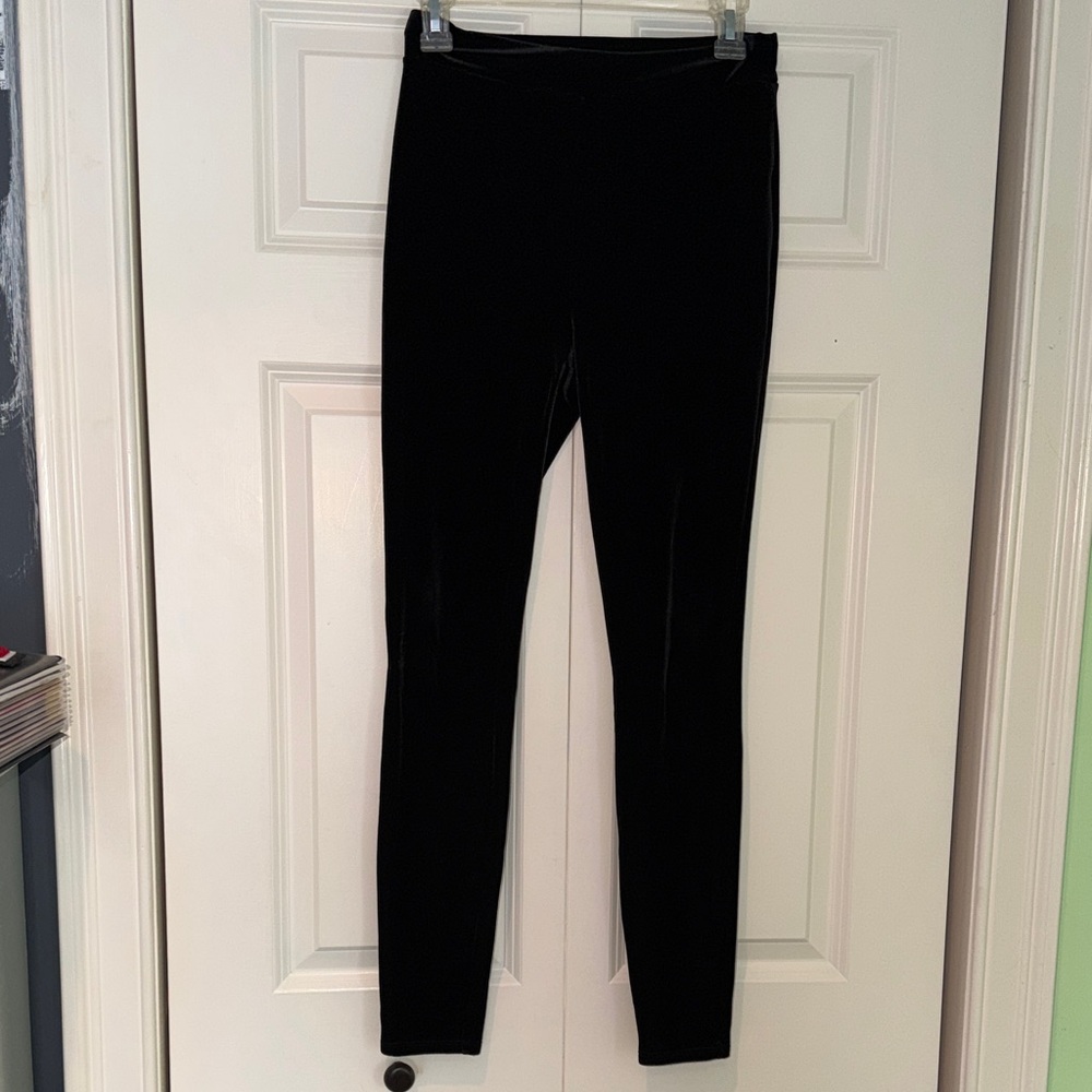 J Crew Black Stretch Velvet Leggings